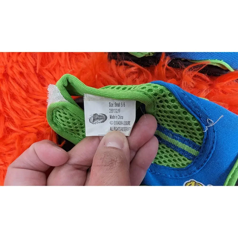 SwimSchool Blue Lime Green Unisex Velcro Water Sandals Shoes Toddler 5/6